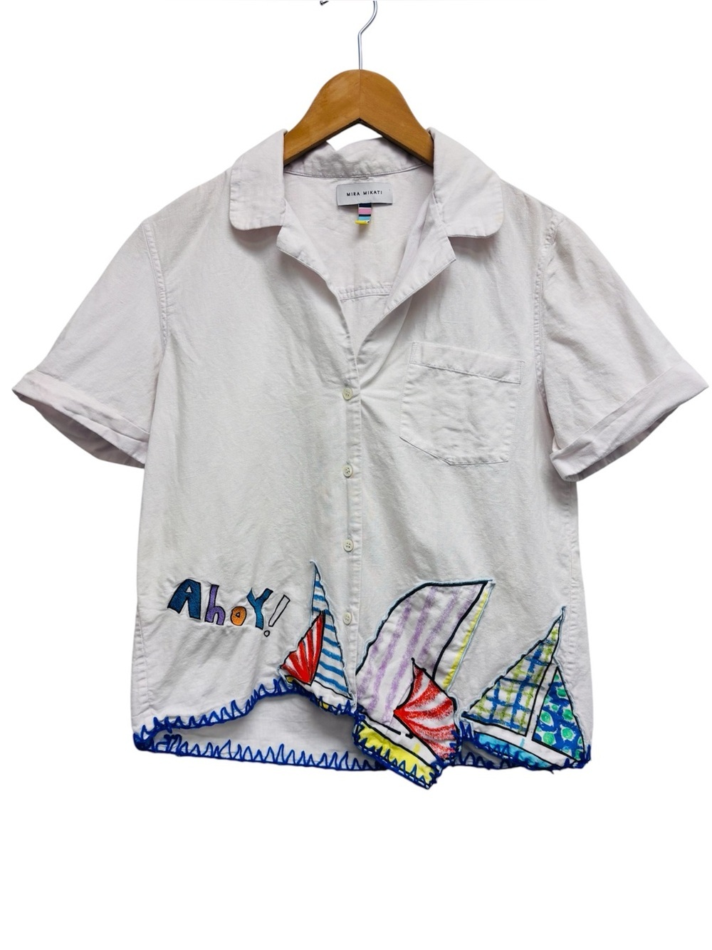 Mira Mikati Sail Boat Embroidered Shirt